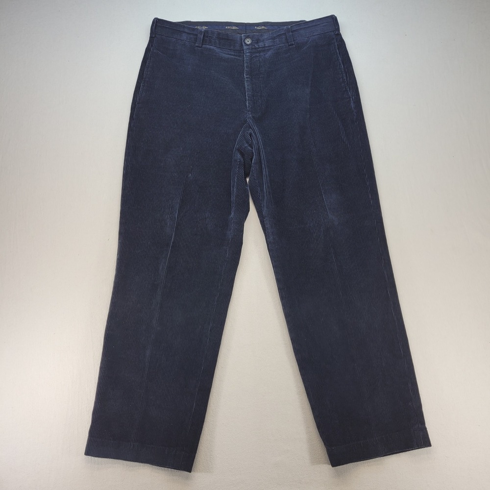 Brooks Brothers Corduroy Pants Mens 38x30 Navy Blue Hudson Straight Leg